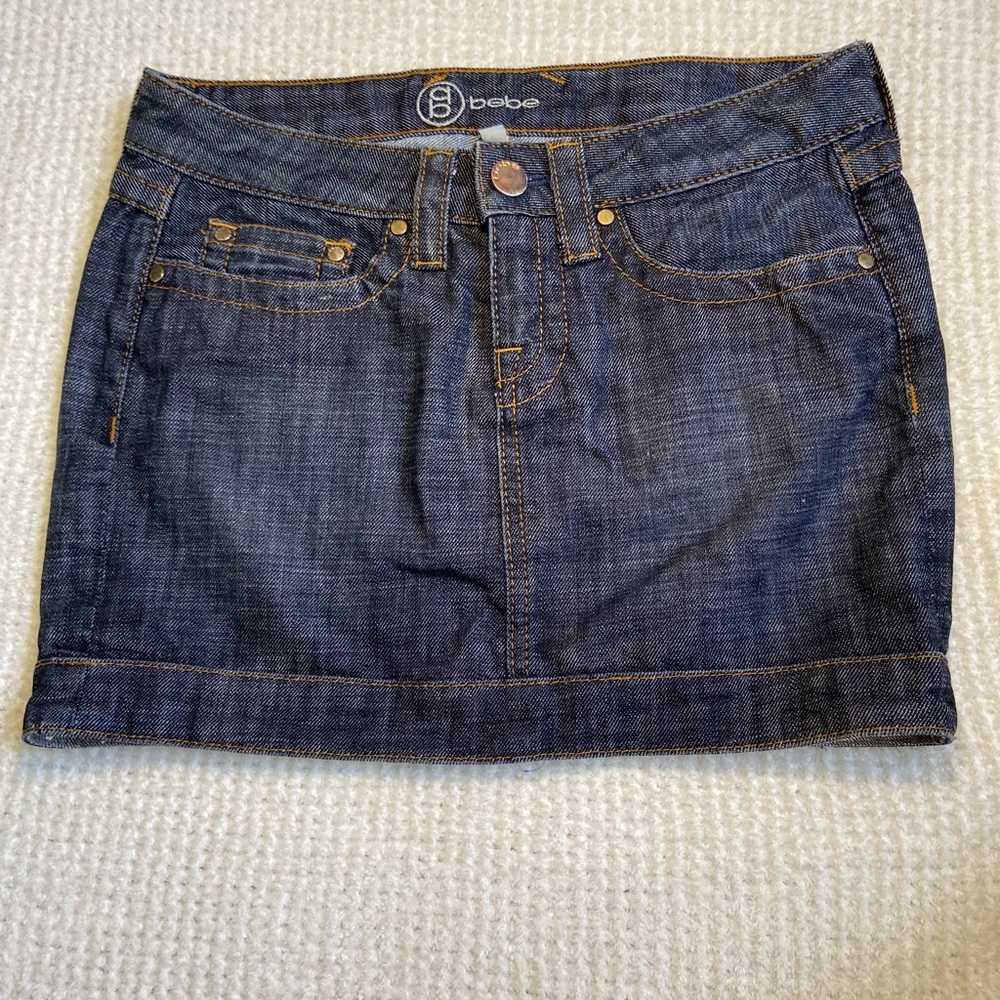 BEBE denim mini skirt
